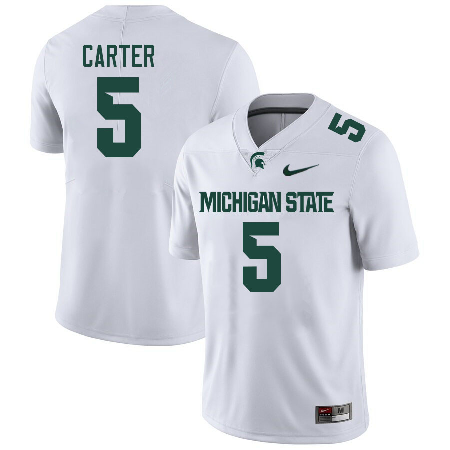 Men #5 Nate Carter Michigan State Spartans College Football Jersesys Stitched-White